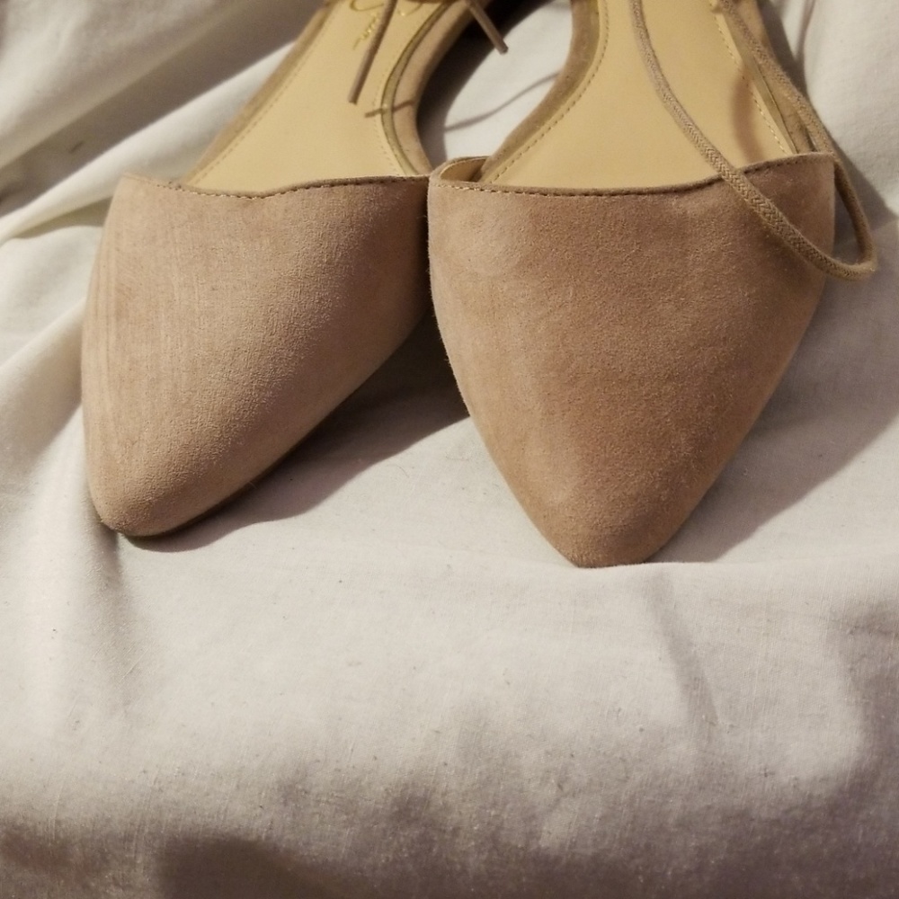 Jessica Simpson Zeena ghillie flats 9 M nude suede - Picture 4 of 8